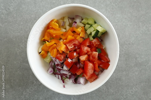 diced vegetable salad in bowl