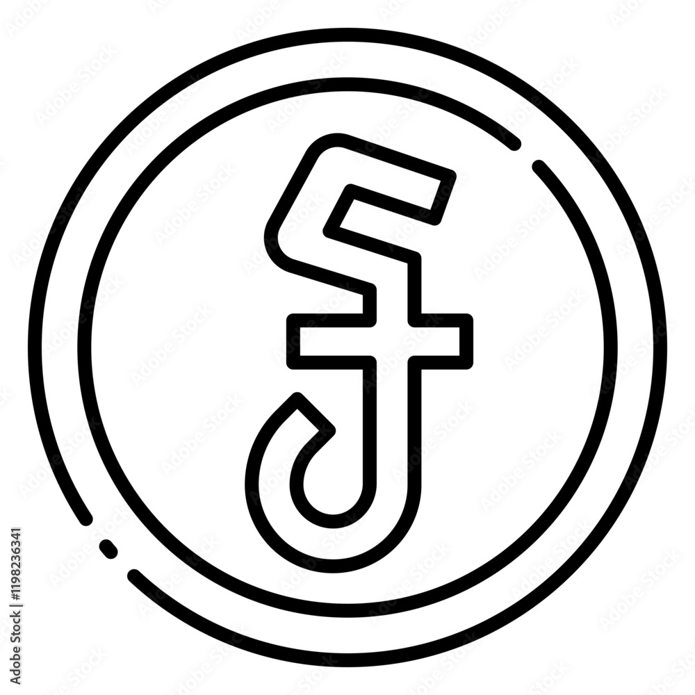 Cambodian Riel Currency Symbol Line Icon Cambodian Riel Currency Symbol Line Icon