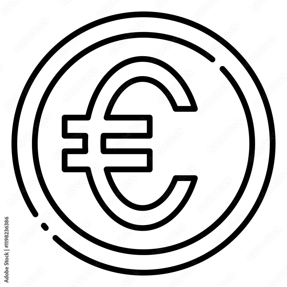 European Currency Symbol Line Icon European Currency Symbol Line Icon