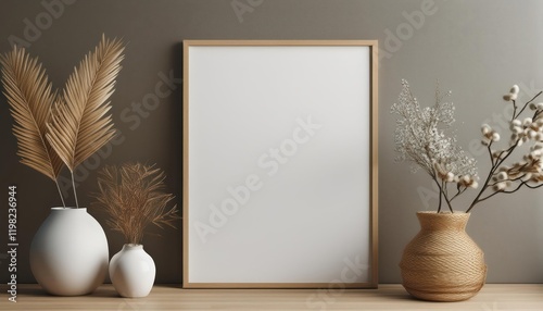 Striking CloseUp of a 3D Mockup Poster Frame at Dusk, Showcasing Intricate Details and Realistic Textures, Perfectly Balancing Modern Artistry with Elegant Simplicity.