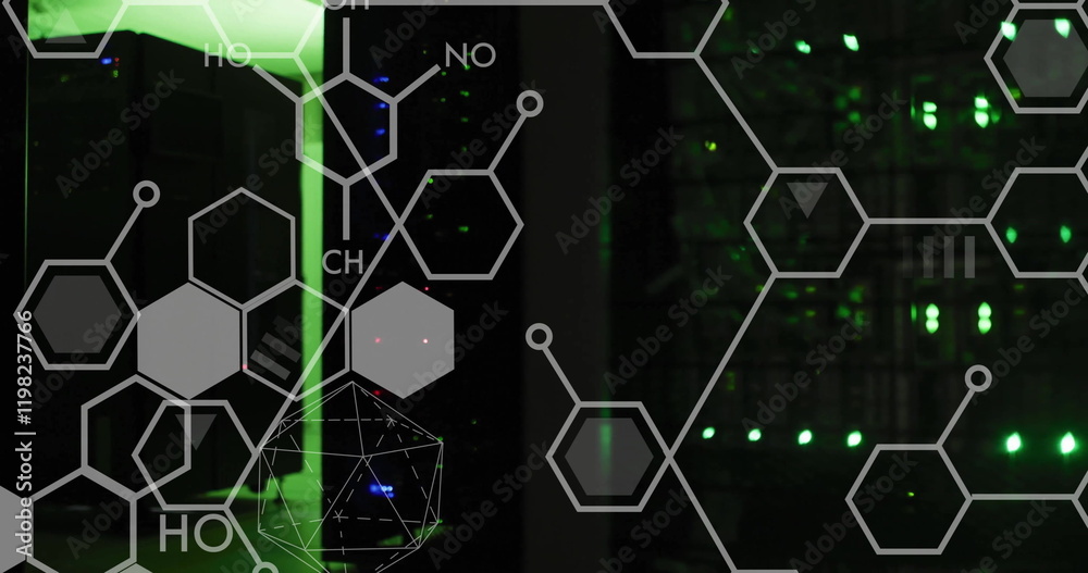 Image of scientific data processing over computer servers Image of scientific data processing over computer servers