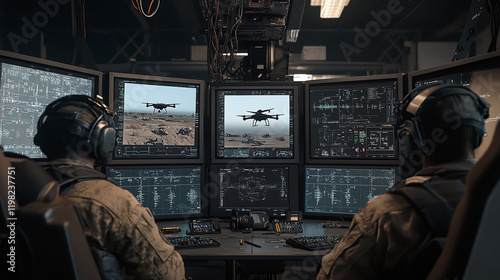 Professional drone operators closely monitor conflict zones photo