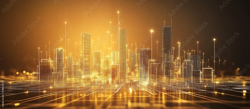 Naklejka premium Digital Cityscape