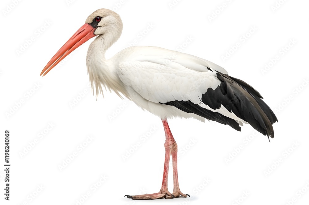 Fototapeta premium Stork Isolated on White Background.