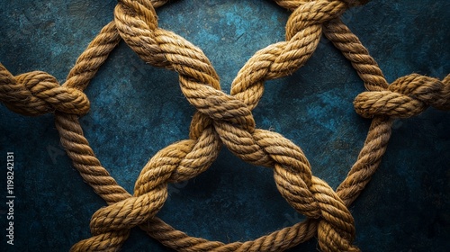 Teamwork symbolized with ropes twisted in a circle