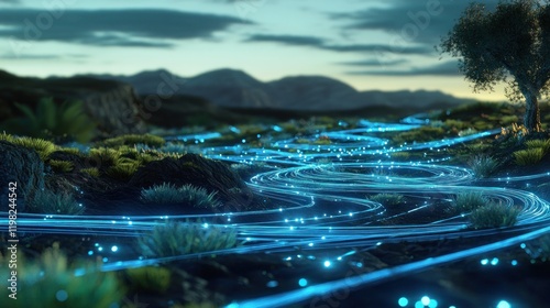 Digital River: A Futuristic Landscape of Interconnectedness