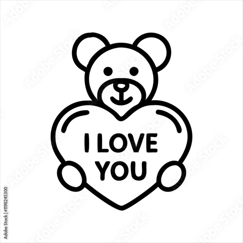 "Colorful and Silhouette Vector Design of Teddy Bear Holding 'I Love You' Heart"