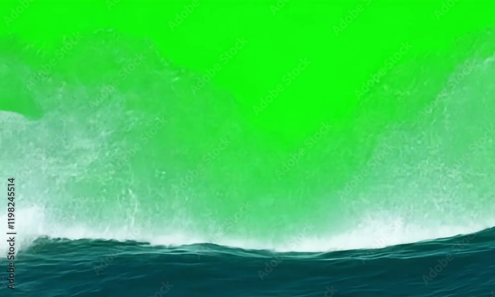 big waves on green screen