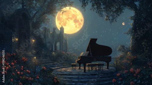 Monlight sonata. moonshade. illustration. Moonshade. Illustration photo