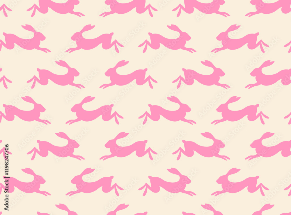 Spring vector seamless pattern with bunny elements. Easter pattern with cute rabbit Spring vector seamless pattern with bunny elements. Easter pattern with cute rabbit