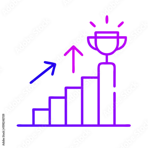 Trophy on staircase icon symbolizing success and growth