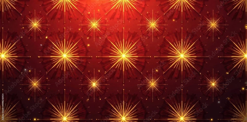 Naklejka premium Elegant gold starburst seamless pattern Abstract Christmas background , design, gold