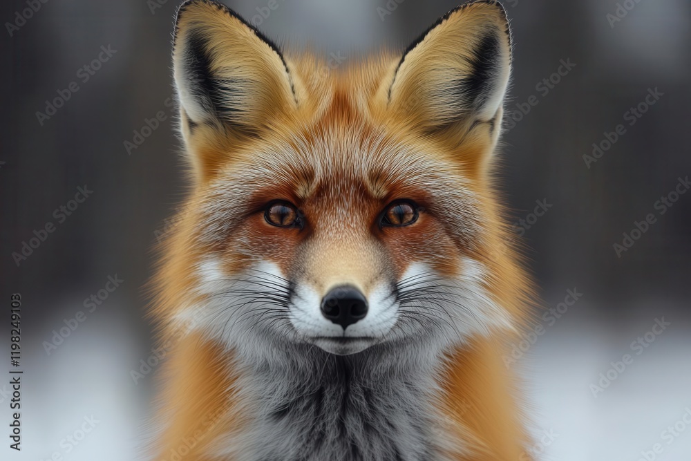 Fototapeta premium close-up portrait of a red fox standing gracefully in a sunlit forest, showcasing its sleek fur and sharp features, emphasizing the beauty of wildlife in natural surroundings