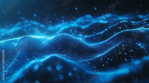 Beautiful abstract wave technology background with blue light digital effects, ideal for corporate themes