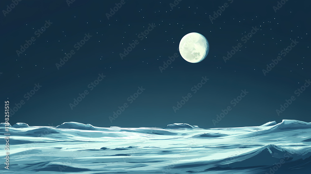 Bright moonlight casting long shadows on a clear, cold night, tranquil and mysterious minimalist realistic. moonshade. illustration. Moonshade. Illustration Bright moonlight casting long shadows on a clear, cold night, tranquil and mysterious minimalist realistic. moonshade. illustration. Moonshade. Illustration
