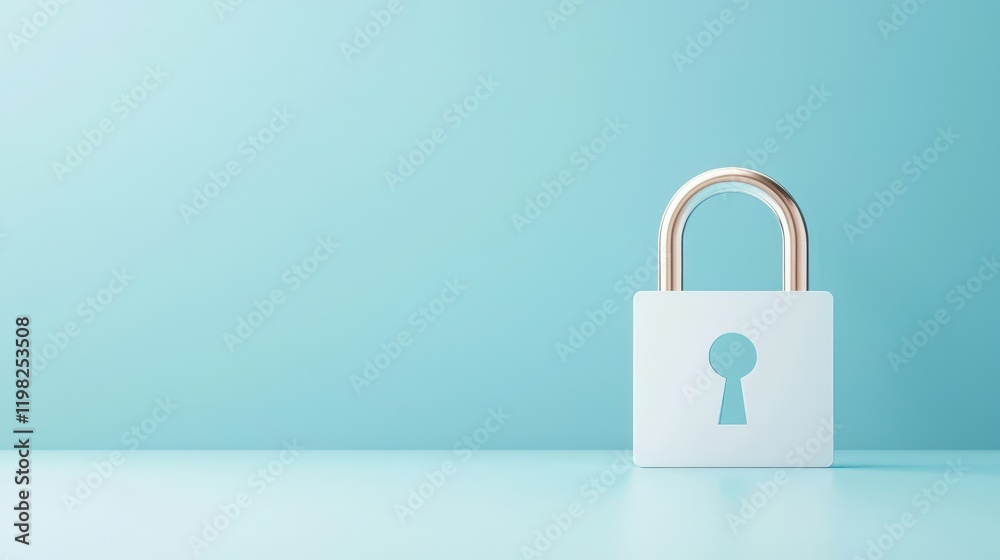 Modern padlock on turquoise background for security concept Modern padlock on turquoise background for security concept