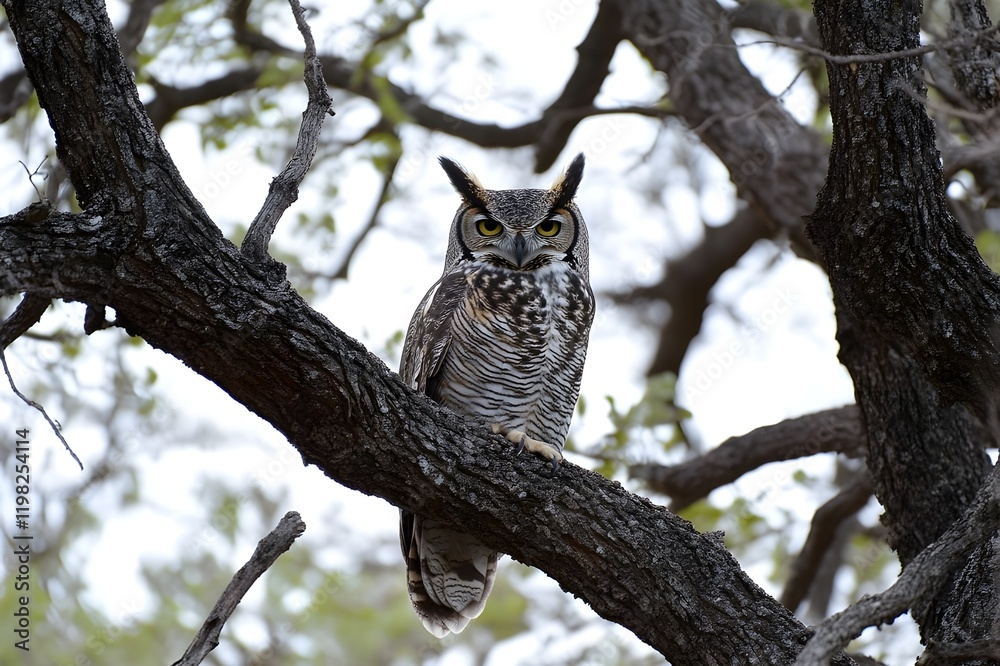 Obraz premium Great Horned Owl Isolated on White Background.