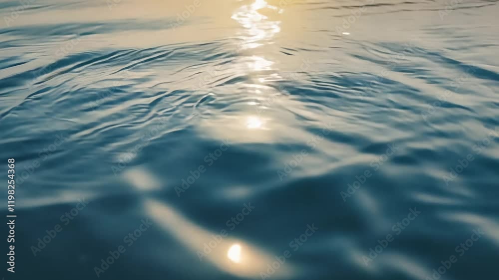 Static video capturing the aftermath, ambient, soft and subtle light, the camera is static, showing the subtle ripples left by a disappearing water splash on a wet surface
