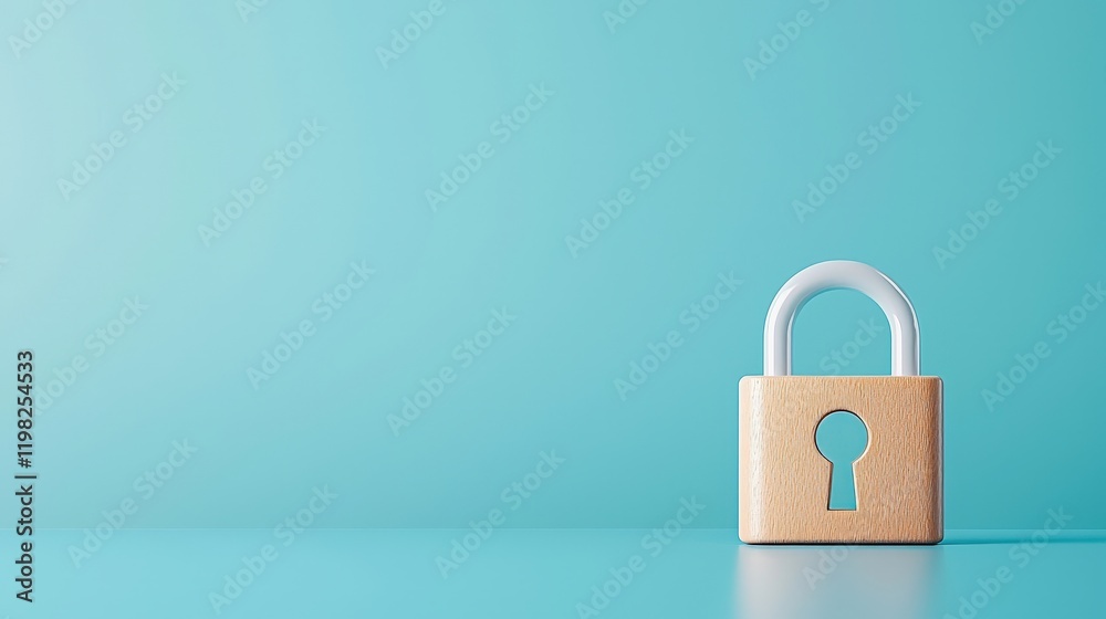 Modern Lock on a Blue Background for Security Concept Modern Lock on a Blue Background for Security Concept