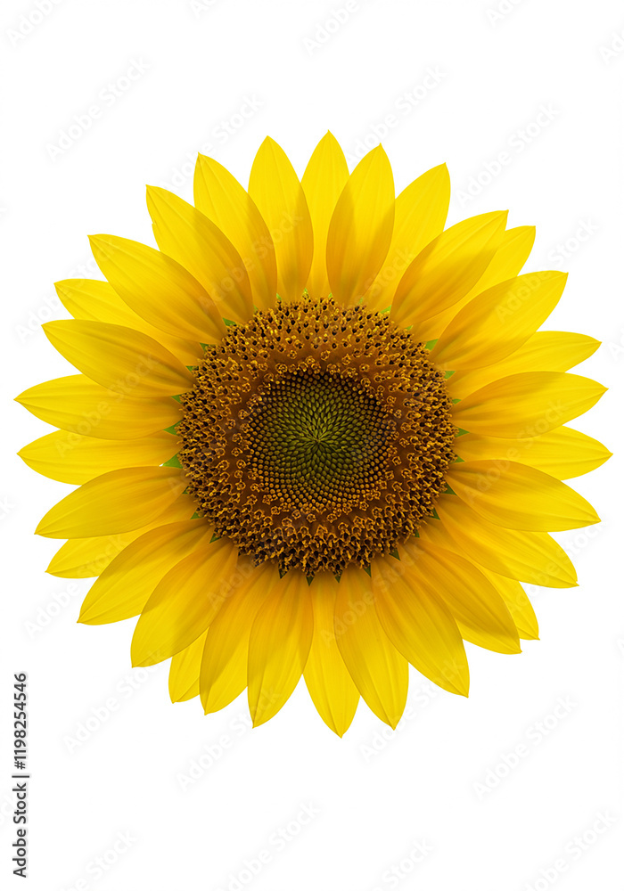 Naklejka premium Vibrant Sunflower Bloom Yellow Flower Summer Nature Isolated on White Background