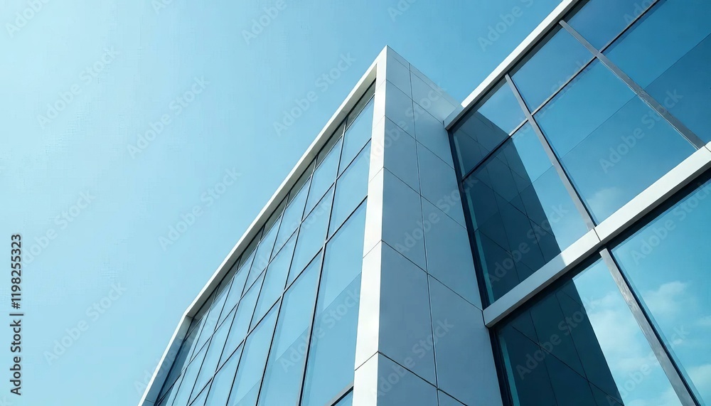 Modern Glass Building, Low Angle View, Clear Sky, Architecture Modern Glass Building, Low Angle View, Clear Sky, Architecture
