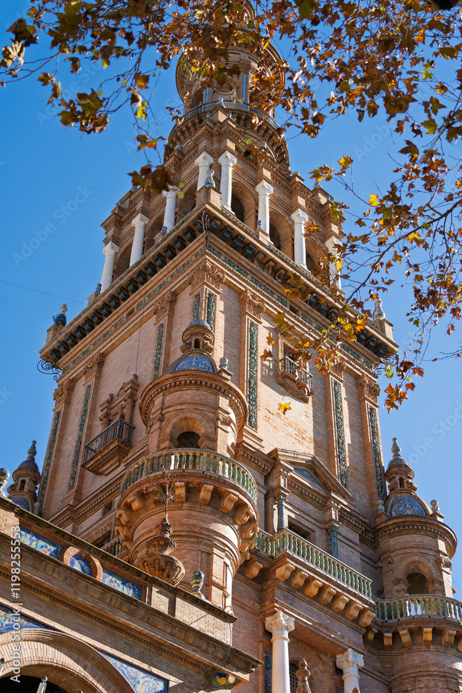 Pavillon auf der Plaza de España im Parque de María Luisa, Sevilla, Spanien, Andalusien Pavillon auf der Plaza de España im Parque de María Luisa, Sevilla, Spanien, Andalusien