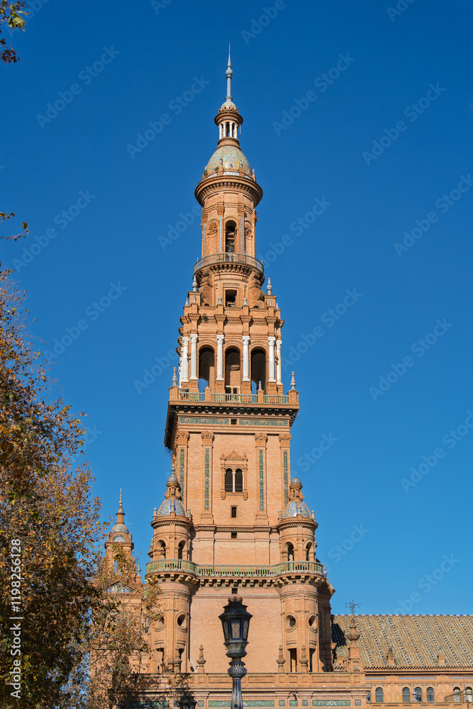 Pavillon auf der Plaza de España im Parque de María Luisa, Sevilla, Spanien, Andalusien