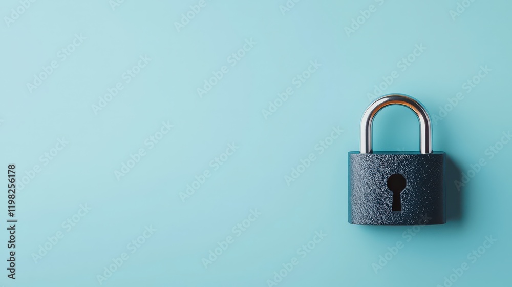 Secure Padlock on Light Blue Background Secure Padlock on Light Blue Background
