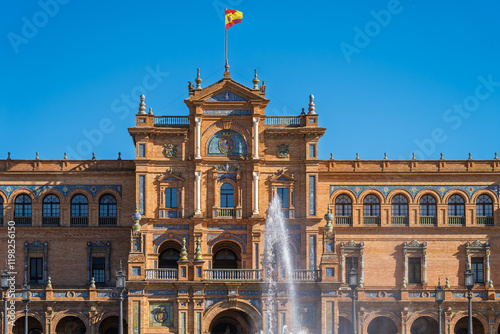 Pavillon auf der Plaza de España im Parque de María Luisa, Sevilla, Spanien, Andalusien
