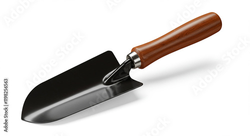 Gardening Trowel Black Metal Hand Tool with Wooden Handle