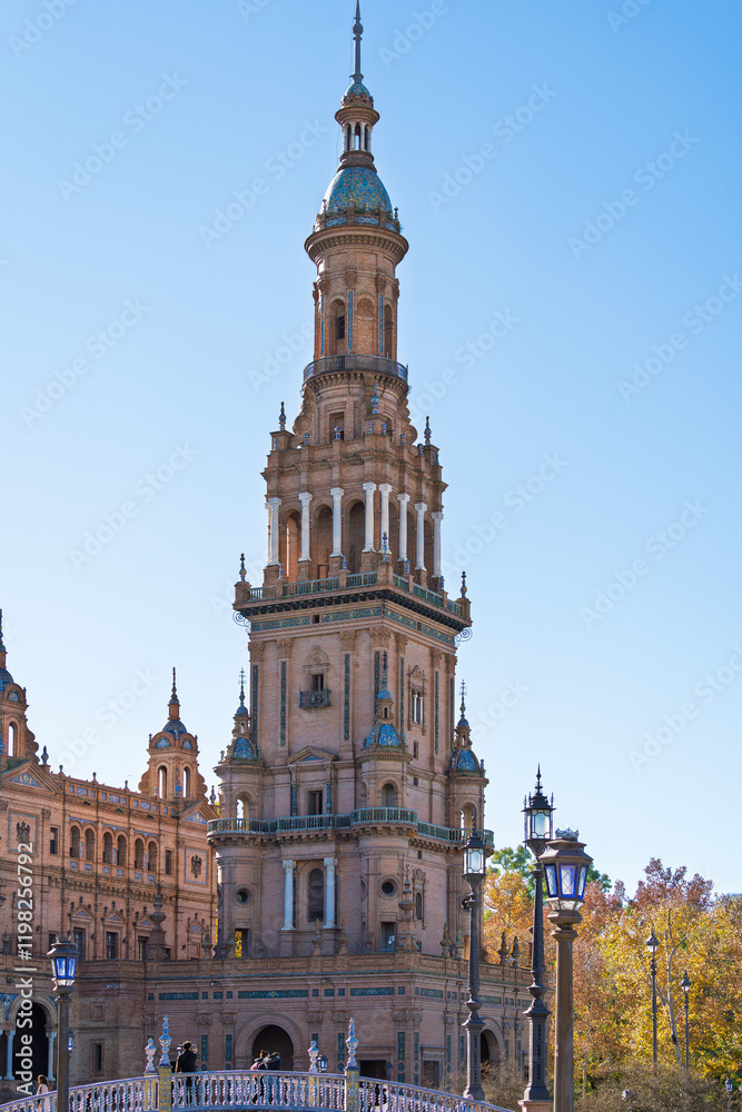 Pavillon auf der Plaza de España im Parque de María Luisa, Sevilla, Spanien, Andalusien