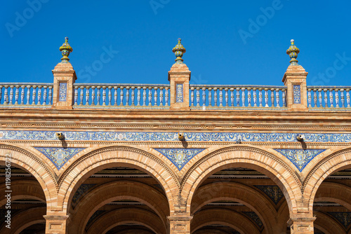Obraz na płótnie Pavillon auf der Plaza de España im Parque de María Luisa, Sevilla, Spanien, Andalusien w salonie