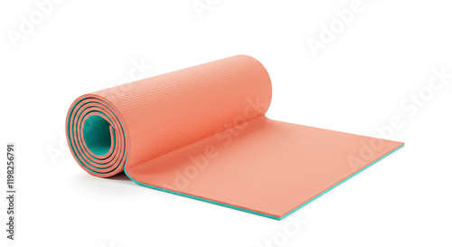 Rolled Coral Teal Yoga Mat Fitness Exercise Equipment Gym Accessories