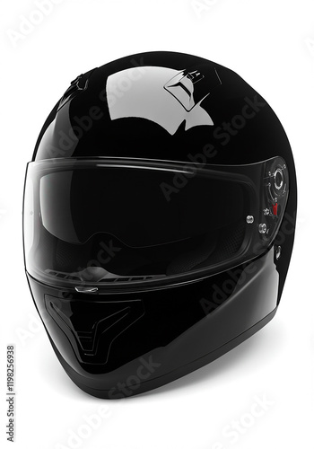 Glossy Black Motorcycle Helmet Safety Gear Racing Sport Head Protection