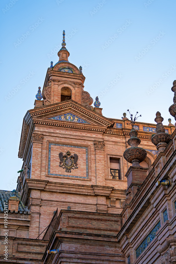 Pavillon auf der Plaza de España im Parque de María Luisa, Sevilla, Spanien, Andalusien