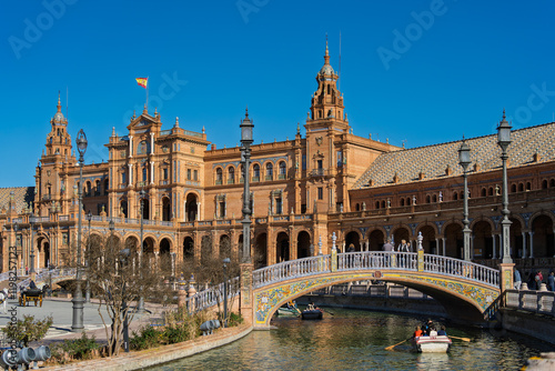 Obraz na płótnie Pavillon auf der Plaza de España im Parque de María Luisa, Sevilla, Spanien, Andalusien w salonie