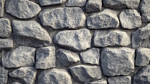 Close-up of a rustic stone wall texture. photo