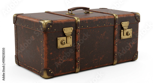Vintage Brown Leather Suitcase Retro Travel Trunk Antique Luggage
