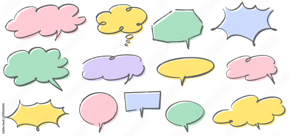 ラフな手描きの吹き出しセット。