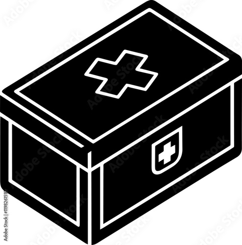 A Black Silhouette of a First Aid box-Vector Illustration