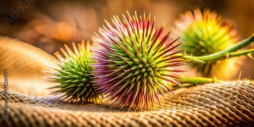 Long Exposure Photo of Cocklebur Burrs on Fabric - Nature Texture photo