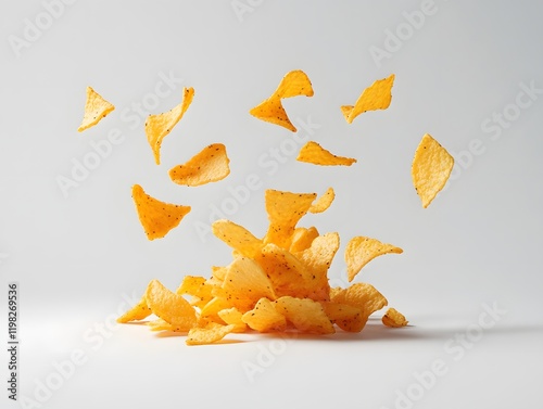 Crispy Tortilla Chips Falling and Piling Up