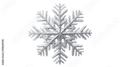 Sparkling Silver Snowflake Isolated on White Background for Winter Decorations