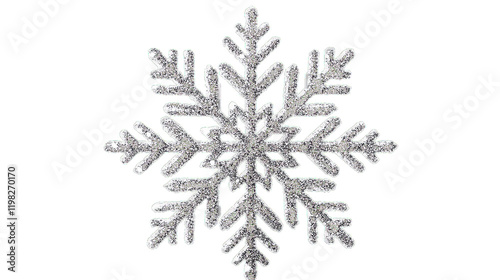 Glittering Silver Snowflake Design for Holiday Decorations and Winter Themes