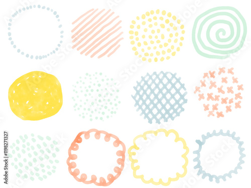 手描きあしらいセット　水彩　丸