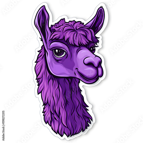 Minimalistic Purple Lama Design in Flat Vector Style photo