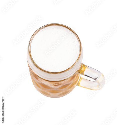 liter pilsner lager draft beer mug isolated with foam top view