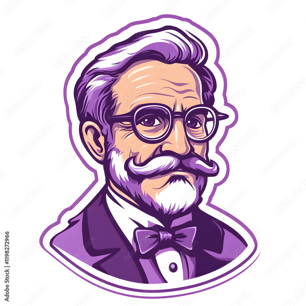 Minimalistic Purple Professor Portrait Design in Flat Vector Style Minimalistic Purple Professor Portrait Design in Flat Vector Style