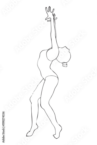 woman ballet dancer, simple vector sketch illustration