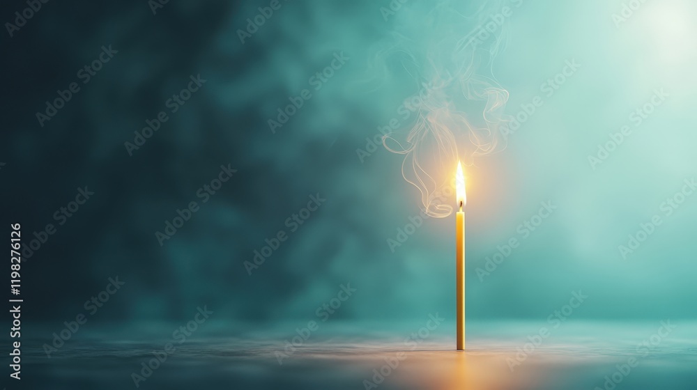Obraz premium Calm Flame with Soft Smoke on a Misty Background